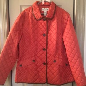 Winter coat, Orvis quilted orange